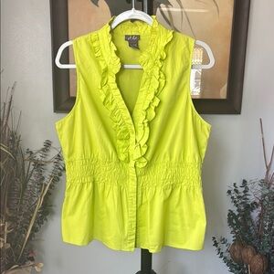 Dots Green Ruffled Buttoned Blouse